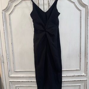 H&M Black Knot-Front Midi Slip Dress
